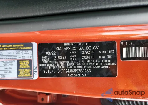 2023 Kia Forte Lx from USA, damaged, VIN 3KPF24AD3PE531353